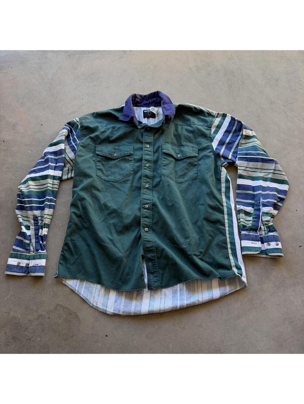 Vintage 90s Western Frontier Series Striped Cowboy Shirt L